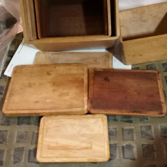Vintage 4 PC Solid Wooden Canister Set Square,I'd century Modern - Picture 3 of 8